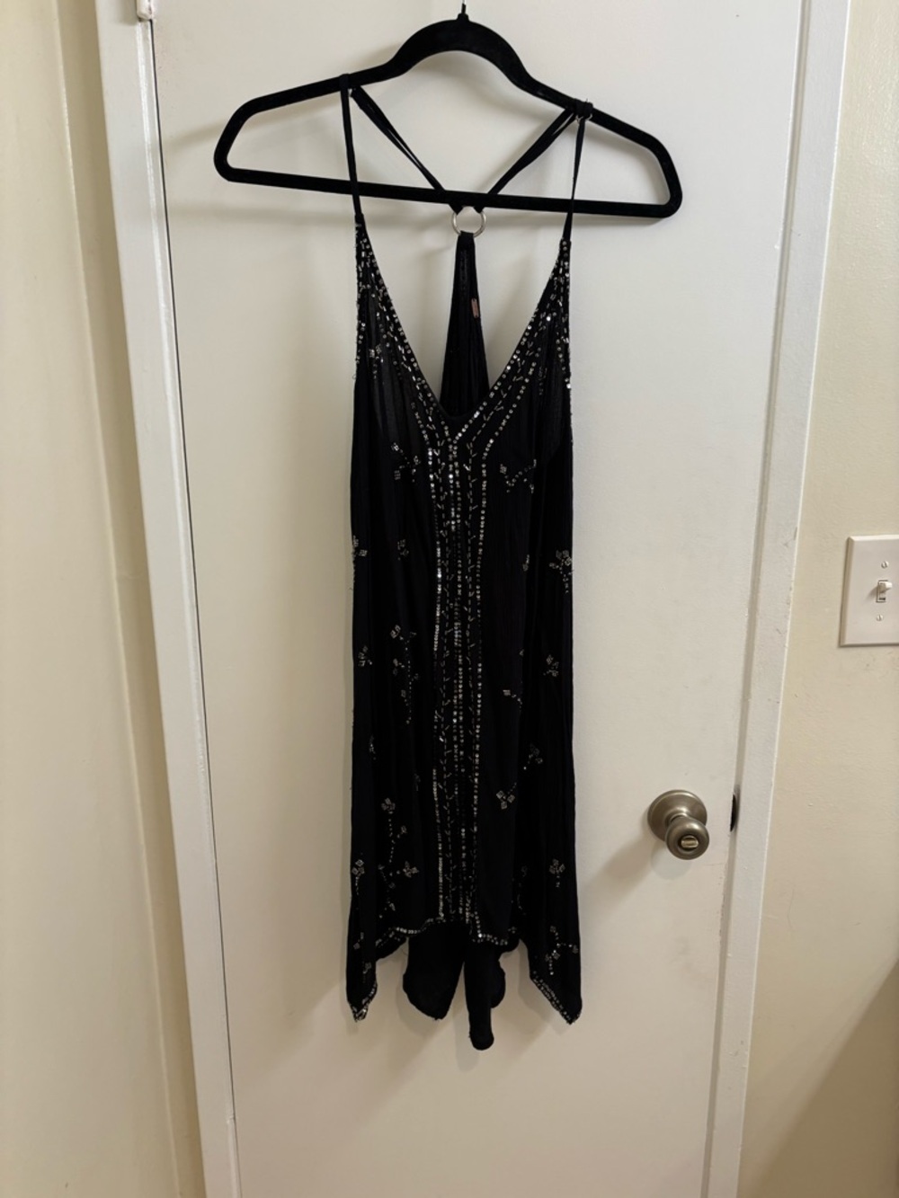 Free People Black Beaded Midi Dress